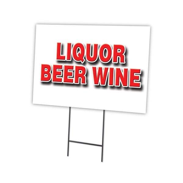 Signmission Liquor Beer Wine Yard Sign & Stake outdoor plastic coroplast window, C-2436 Liquor Beer Wine C-2436 Liquor Beer Wine - main
